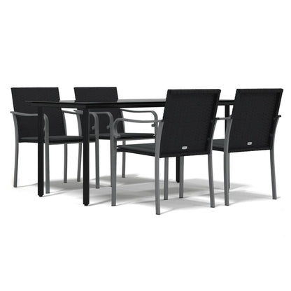 vidaXL 5-tlg. Garten-Essgruppe mit Kissen Poly Rattan und Stahl