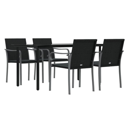 vidaXL 5-tlg. Garten-Essgruppe mit Kissen Poly Rattan und Stahl