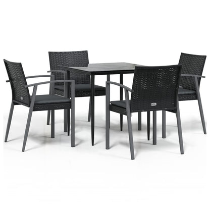 vidaXL 5-tlg. Garten-Essgruppe mit Kissen Poly Rattan und Stahl