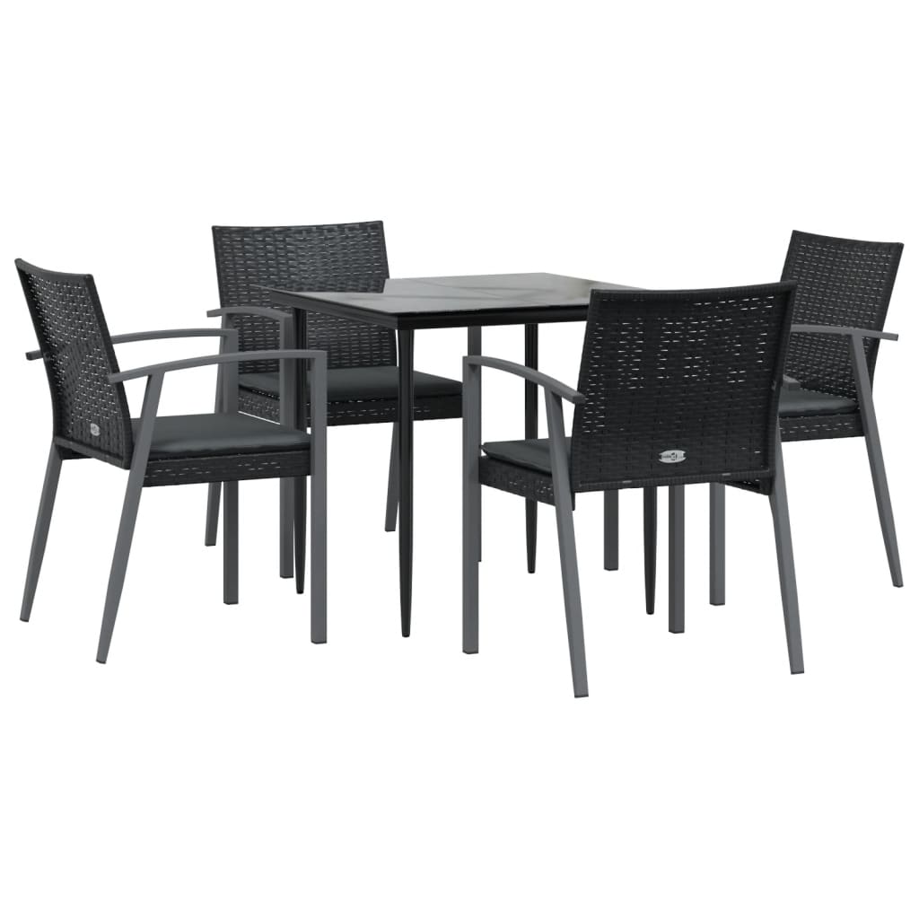 vidaXL 5-tlg. Garten-Essgruppe mit Kissen Poly Rattan und Stahl