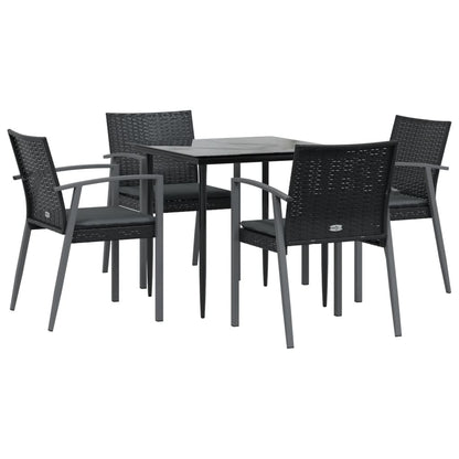 vidaXL 5-tlg. Garten-Essgruppe mit Kissen Poly Rattan und Stahl