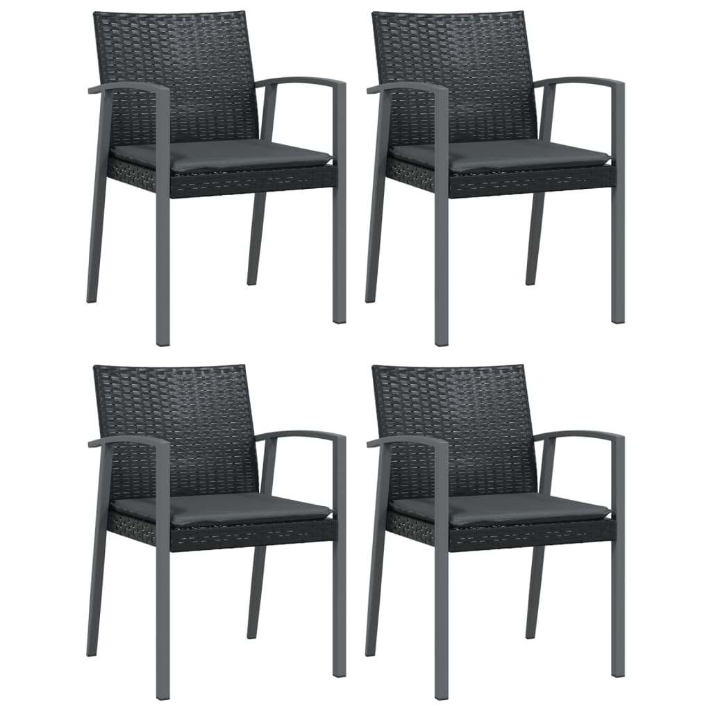 vidaXL 5-tlg. Garten-Essgruppe mit Kissen Poly Rattan und Stahl