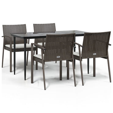vidaXL 5-tlg. Garten-Essgruppe mit Kissen Poly Rattan und Stahl