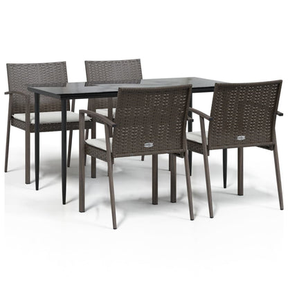 vidaXL 5-tlg. Garten-Essgruppe mit Kissen Poly Rattan und Stahl