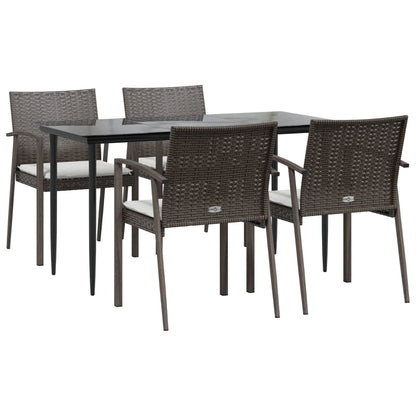 vidaXL 5-tlg. Garten-Essgruppe mit Kissen Poly Rattan und Stahl