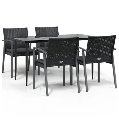 vidaXL 5-tlg. Garten-Essgruppe mit Kissen Poly Rattan und Stahl