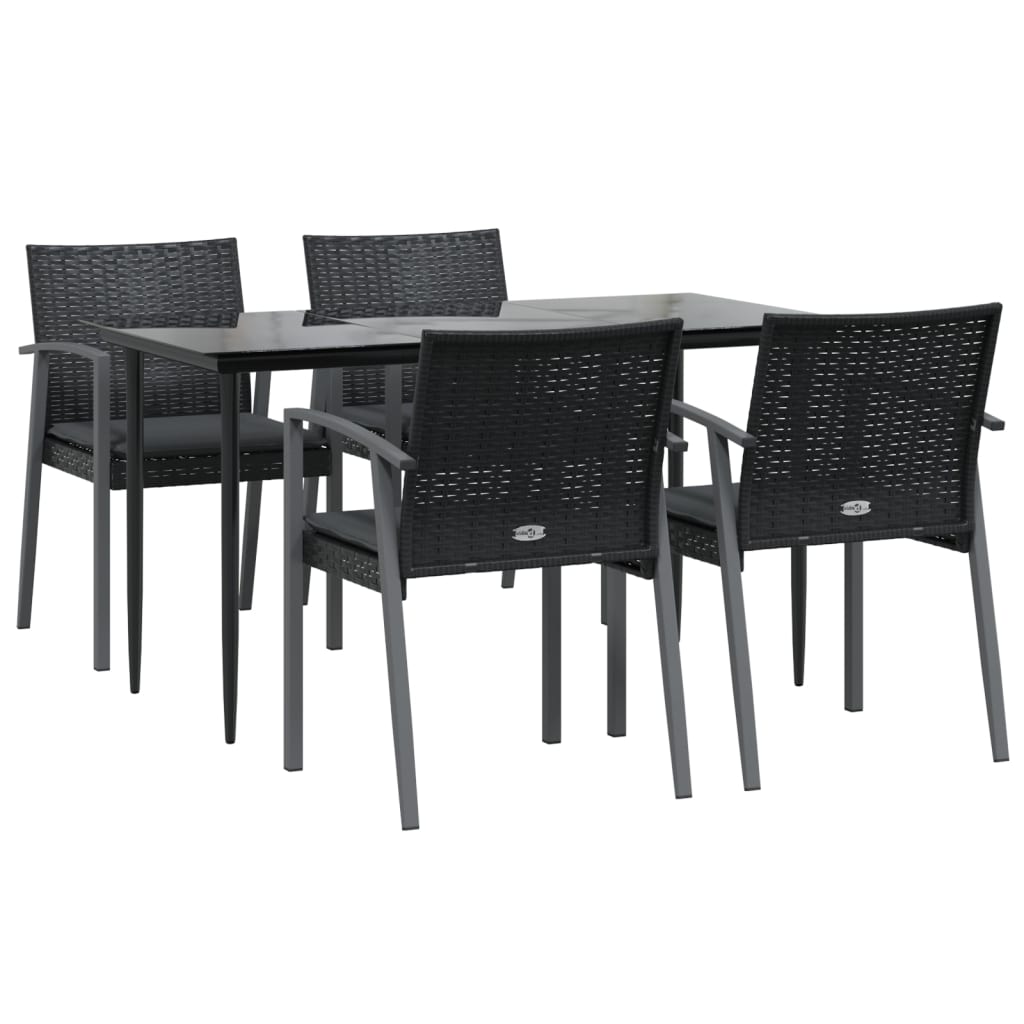 vidaXL 5-tlg. Garten-Essgruppe mit Kissen Poly Rattan und Stahl