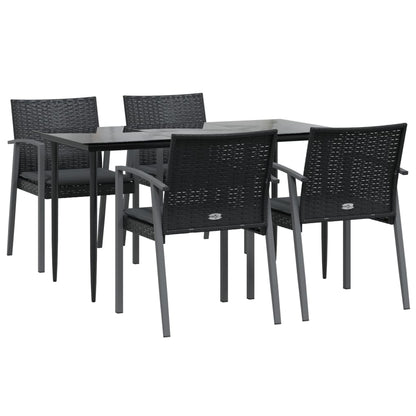 vidaXL 5-tlg. Garten-Essgruppe mit Kissen Poly Rattan und Stahl