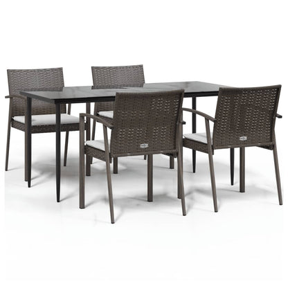 vidaXL 5-tlg. Garten-Essgruppe mit Kissen Poly Rattan und Stahl