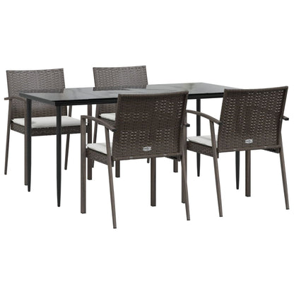 vidaXL 5-tlg. Garten-Essgruppe mit Kissen Poly Rattan und Stahl