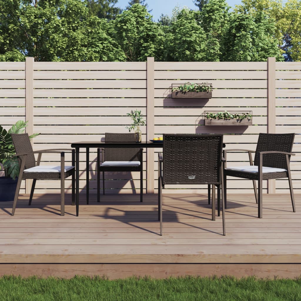 vidaXL 5-tlg. Garten-Essgruppe mit Kissen Poly Rattan und Stahl
