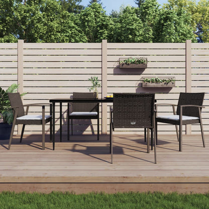 vidaXL 5-tlg. Garten-Essgruppe mit Kissen Poly Rattan und Stahl