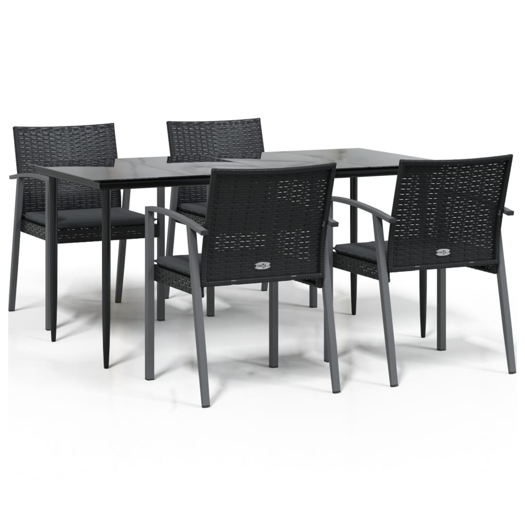 vidaXL 5-tlg. Garten-Essgruppe mit Kissen Poly Rattan und Stahl