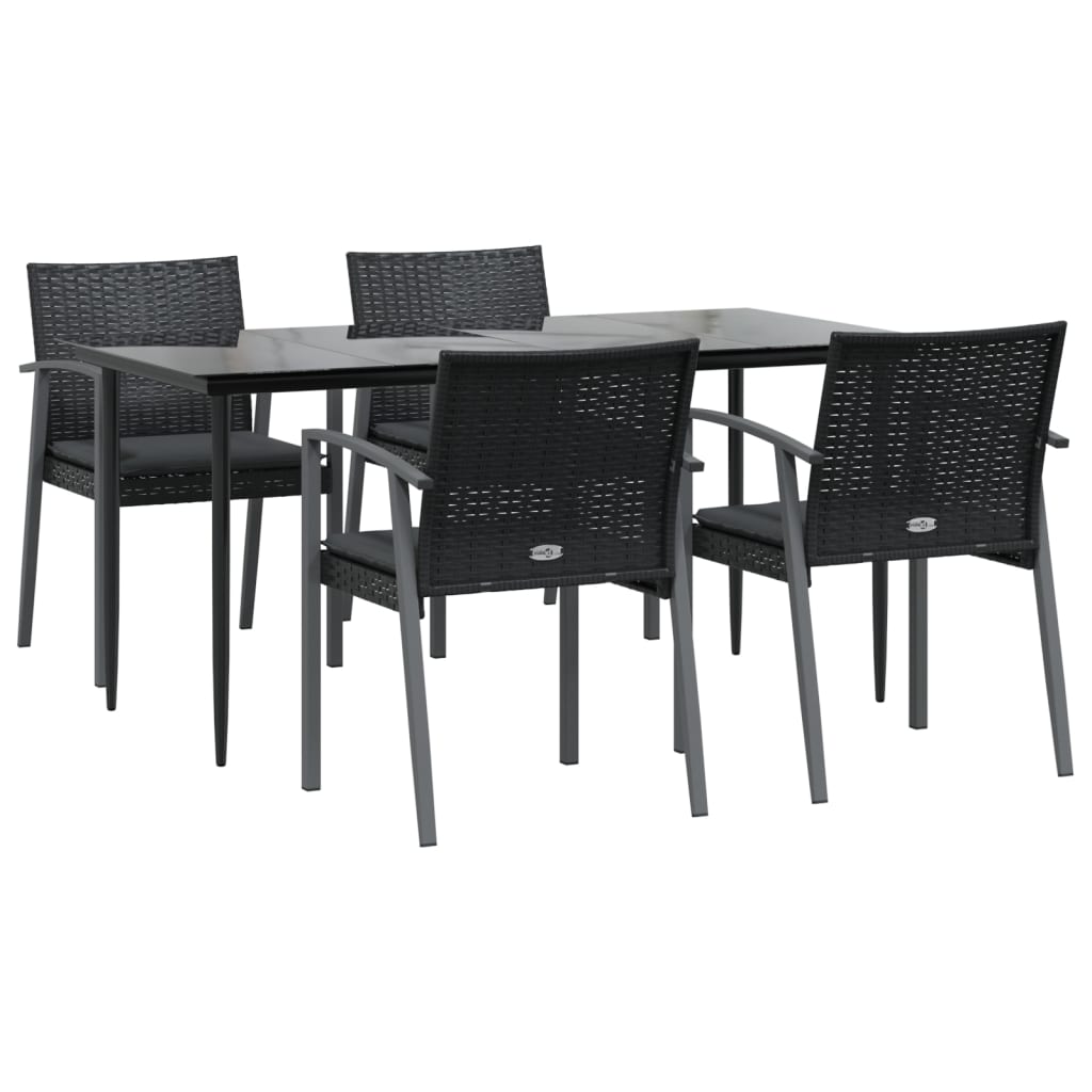 vidaXL 5-tlg. Garten-Essgruppe mit Kissen Poly Rattan und Stahl