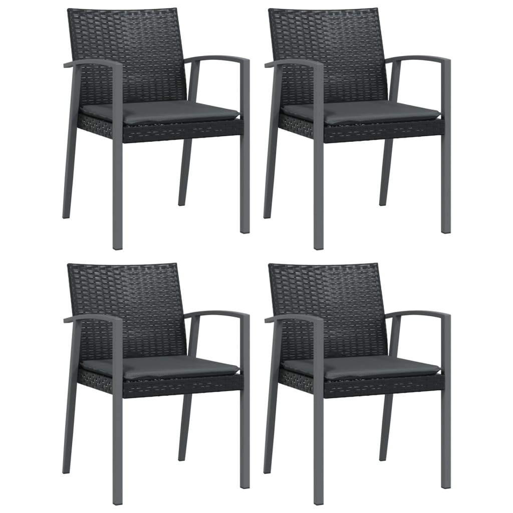 vidaXL 5-tlg. Garten-Essgruppe mit Kissen Poly Rattan und Stahl