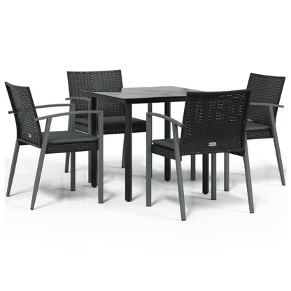 vidaXL 5-tlg. Garten-Essgruppe mit Kissen Poly Rattan und Stahl