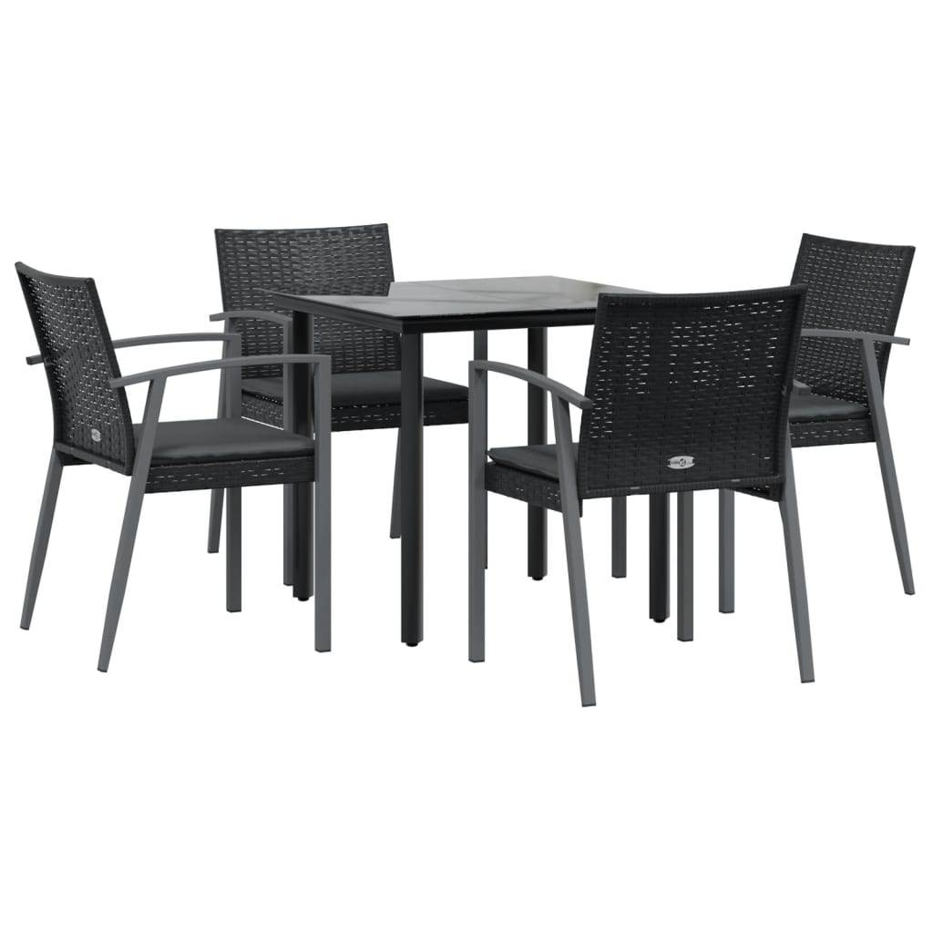 vidaXL 5-tlg. Garten-Essgruppe mit Kissen Poly Rattan und Stahl
