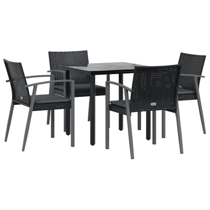 vidaXL 5-tlg. Garten-Essgruppe mit Kissen Poly Rattan und Stahl