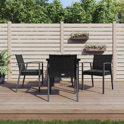 vidaXL 5-tlg. Garten-Essgruppe mit Kissen Poly Rattan und Stahl
