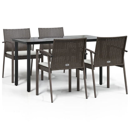 vidaXL 5-tlg. Garten-Essgruppe mit Kissen Poly Rattan und Stahl