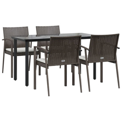 vidaXL 5-tlg. Garten-Essgruppe mit Kissen Poly Rattan und Stahl