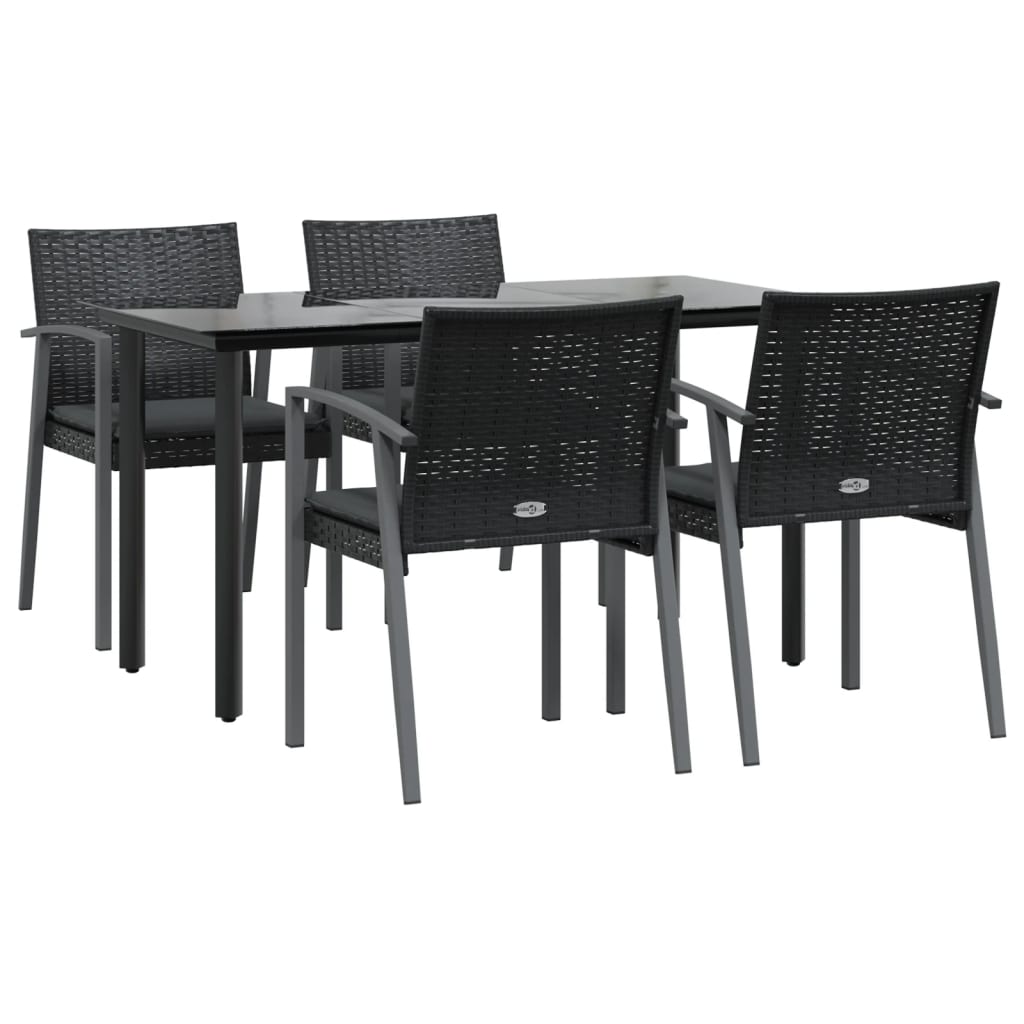 vidaXL 5-tlg. Garten-Essgruppe mit Kissen Poly Rattan und Stahl