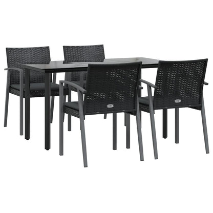 vidaXL 5-tlg. Garten-Essgruppe mit Kissen Poly Rattan und Stahl