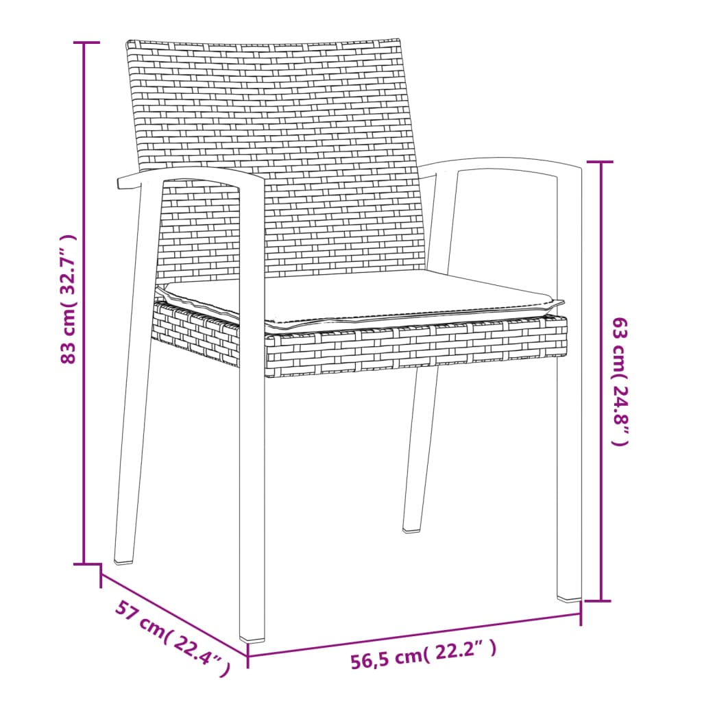 vidaXL 5-tlg. Garten-Essgruppe mit Kissen Poly Rattan und Stahl