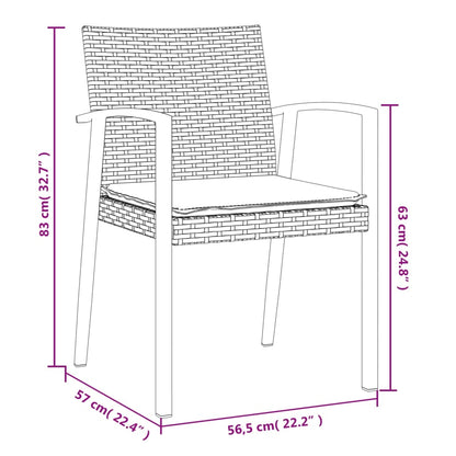 vidaXL 5-tlg. Garten-Essgruppe mit Kissen Poly Rattan und Stahl