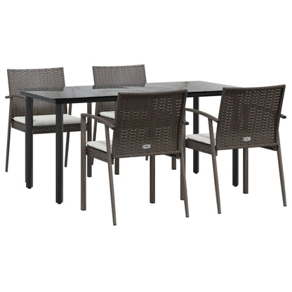 vidaXL 5-tlg. Garten-Essgruppe mit Kissen Poly Rattan und Stahl