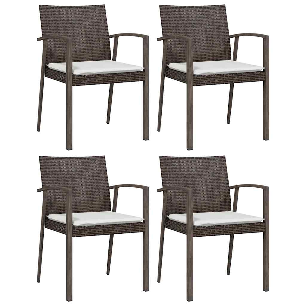 vidaXL 5-tlg. Garten-Essgruppe mit Kissen Poly Rattan und Stahl