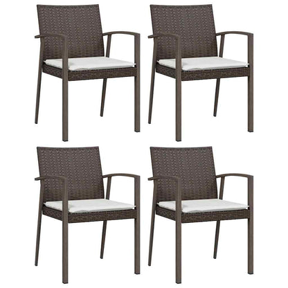 vidaXL 5-tlg. Garten-Essgruppe mit Kissen Poly Rattan und Stahl