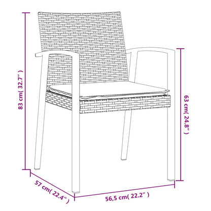 vidaXL 5-tlg. Garten-Essgruppe mit Kissen Poly Rattan und Stahl
