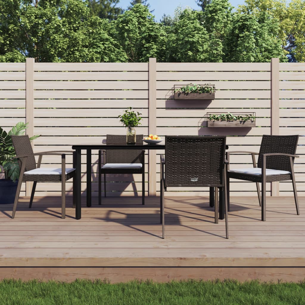 vidaXL 5-tlg. Garten-Essgruppe mit Kissen Poly Rattan und Stahl