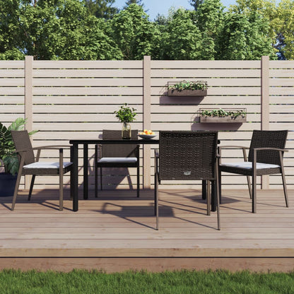 vidaXL 5-tlg. Garten-Essgruppe mit Kissen Poly Rattan und Stahl