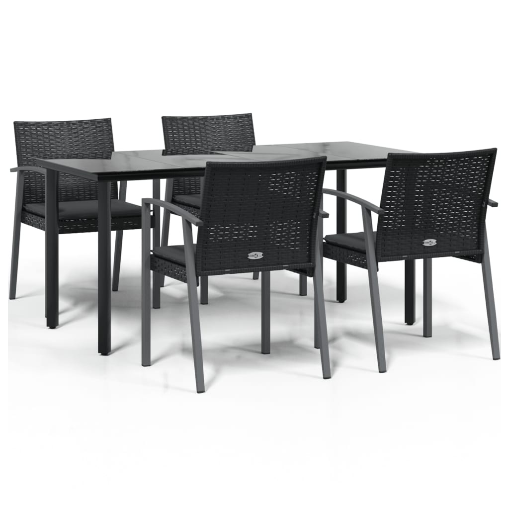 vidaXL 5-tlg. Garten-Essgruppe mit Kissen Poly Rattan und Stahl