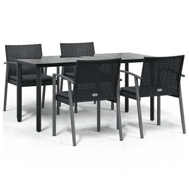 vidaXL 5-tlg. Garten-Essgruppe mit Kissen Poly Rattan und Stahl