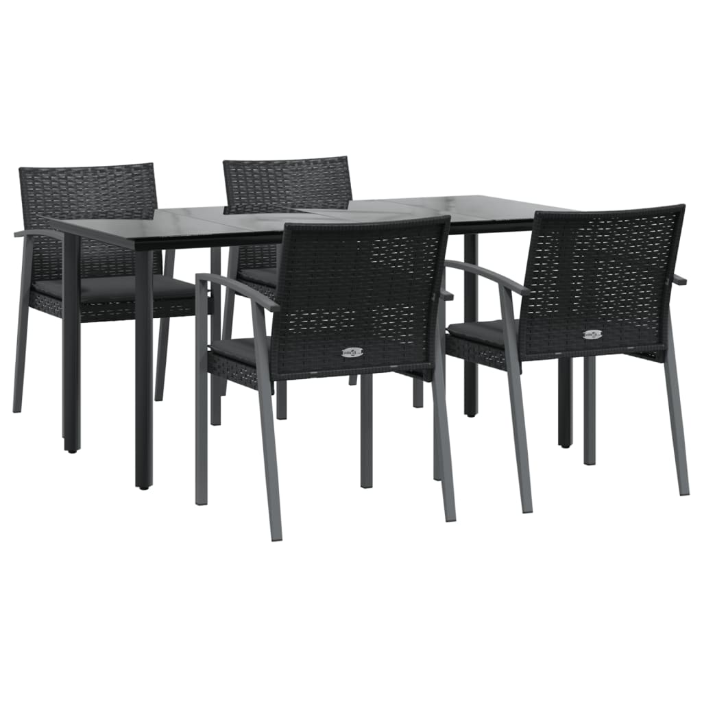 vidaXL 5-tlg. Garten-Essgruppe mit Kissen Poly Rattan und Stahl