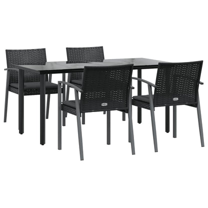 vidaXL 5-tlg. Garten-Essgruppe mit Kissen Poly Rattan und Stahl