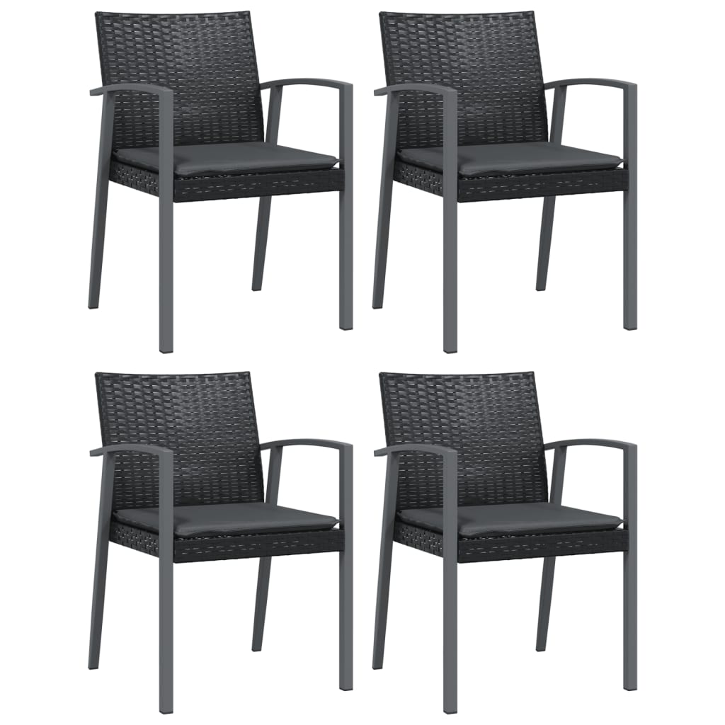 vidaXL 5-tlg. Garten-Essgruppe mit Kissen Poly Rattan und Stahl