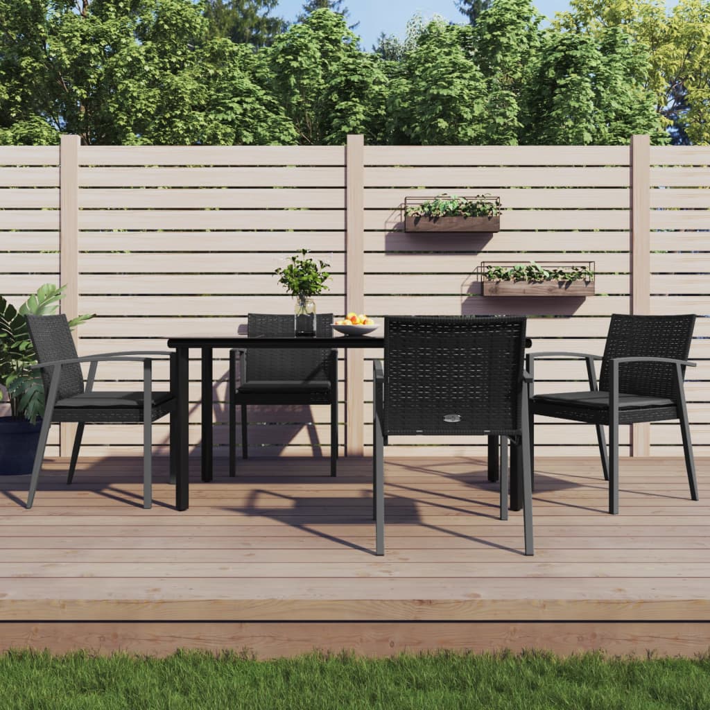 vidaXL 5-tlg. Garten-Essgruppe mit Kissen Poly Rattan und Stahl