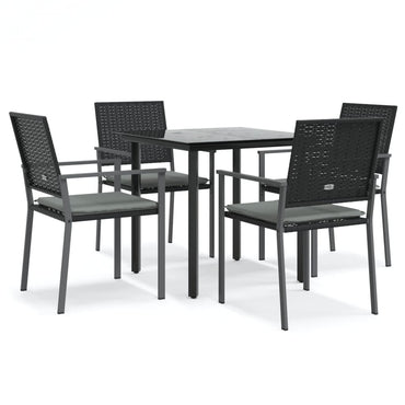 vidaXL 5-tlg. Garten-Essgruppe mit Kissen Poly Rattan und Stahl