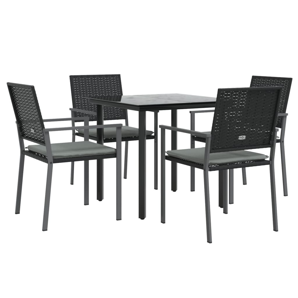 vidaXL 5-tlg. Garten-Essgruppe mit Kissen Poly Rattan und Stahl