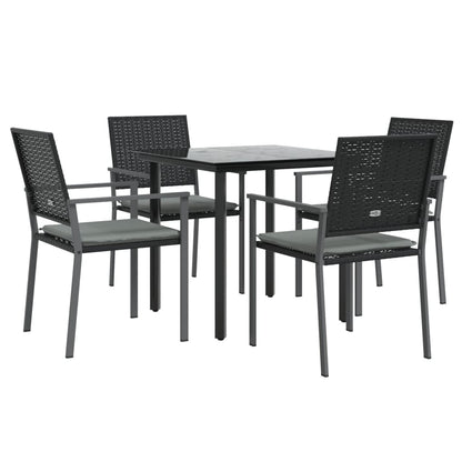 vidaXL 5-tlg. Garten-Essgruppe mit Kissen Poly Rattan und Stahl