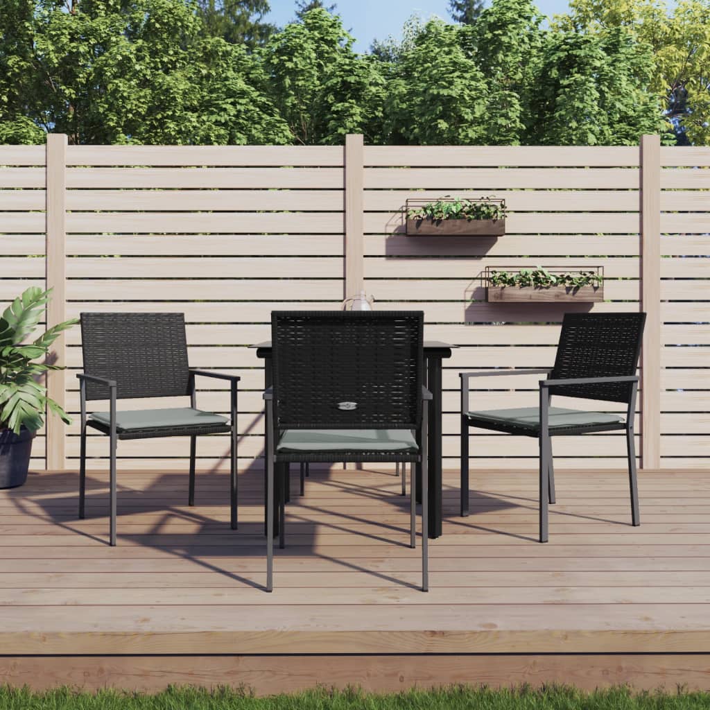 vidaXL 5-tlg. Garten-Essgruppe mit Kissen Poly Rattan und Stahl