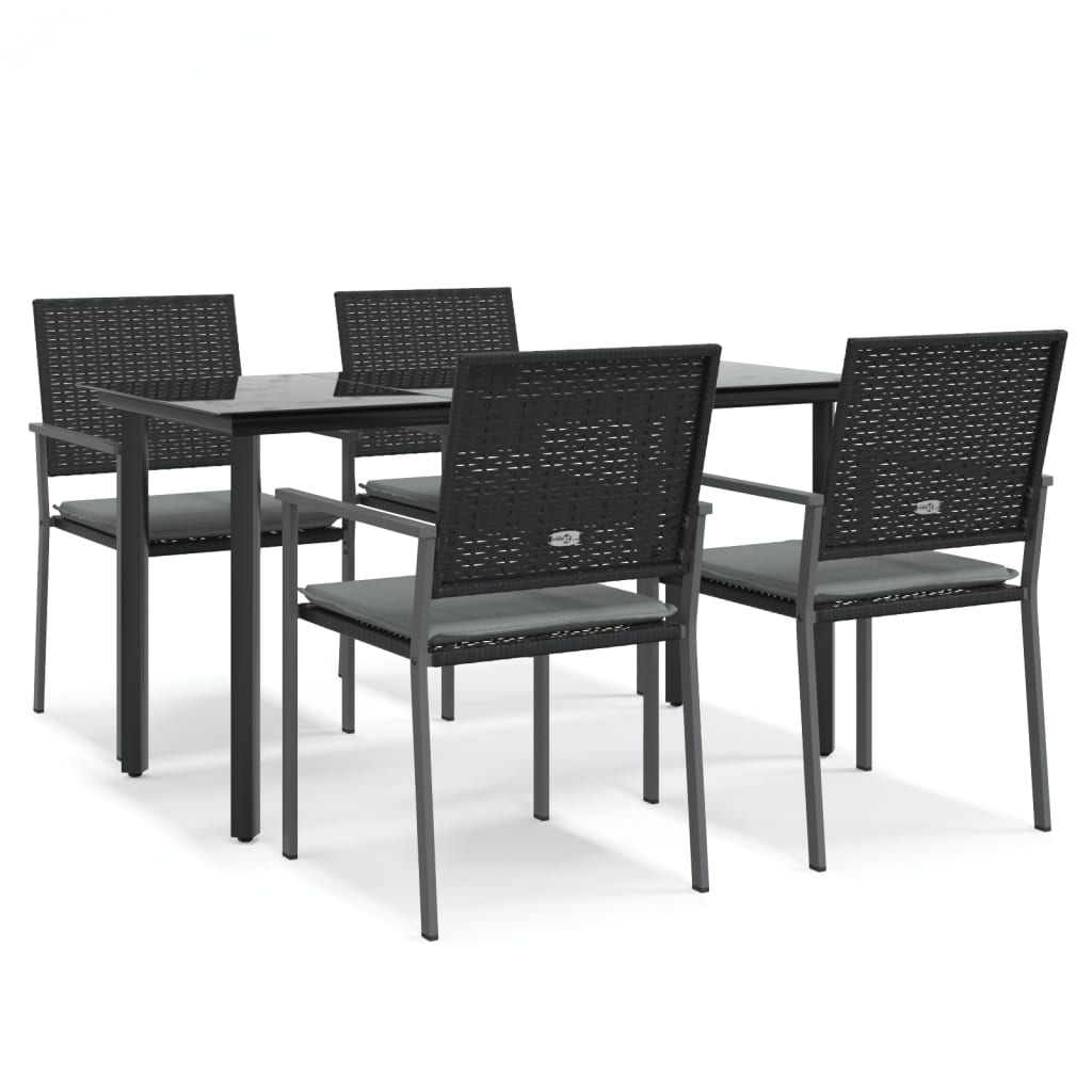 vidaXL 5-tlg. Garten-Essgruppe mit Kissen Poly Rattan und Stahl