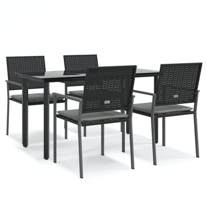 vidaXL 5-tlg. Garten-Essgruppe mit Kissen Poly Rattan und Stahl