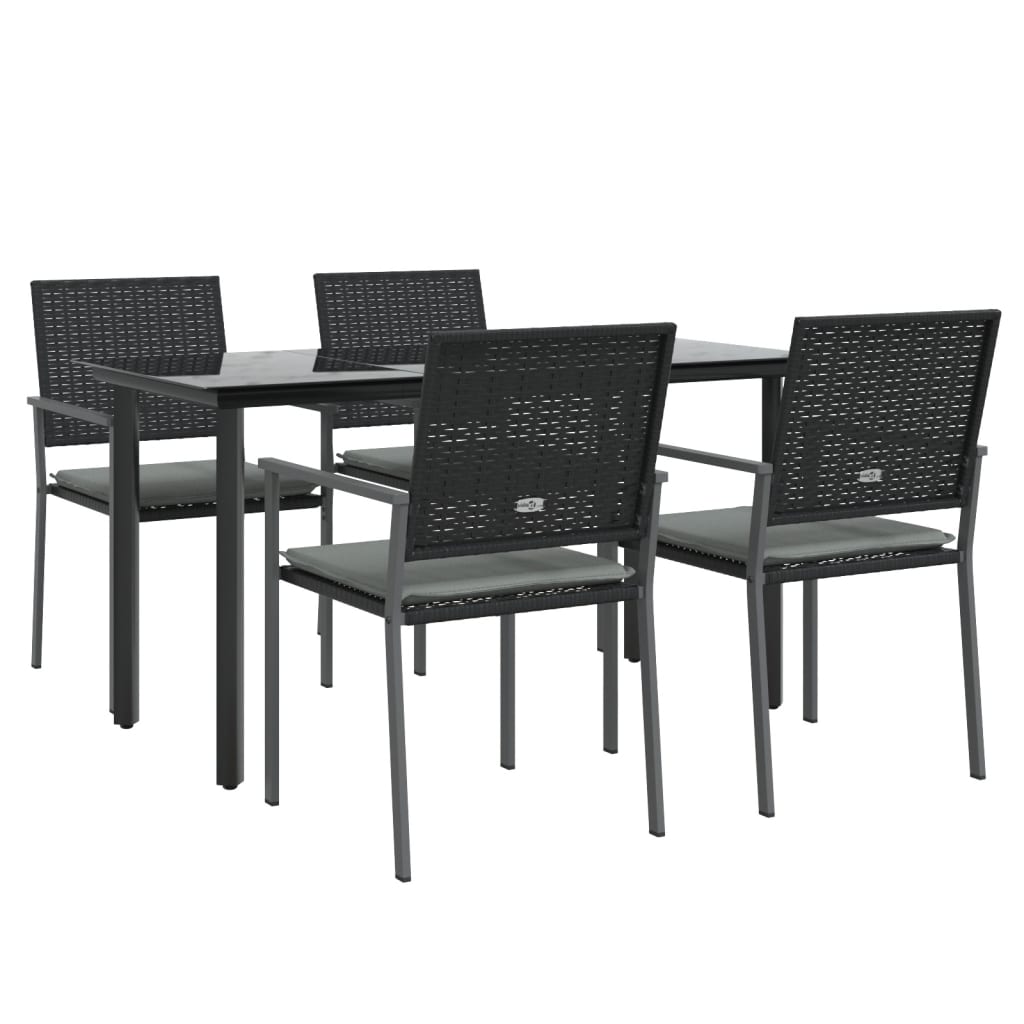 vidaXL 5-tlg. Garten-Essgruppe mit Kissen Poly Rattan und Stahl