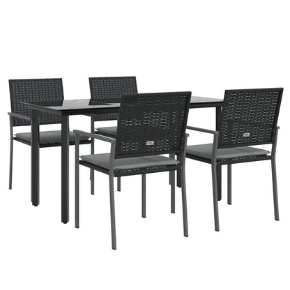 vidaXL 5-tlg. Garten-Essgruppe mit Kissen Poly Rattan und Stahl