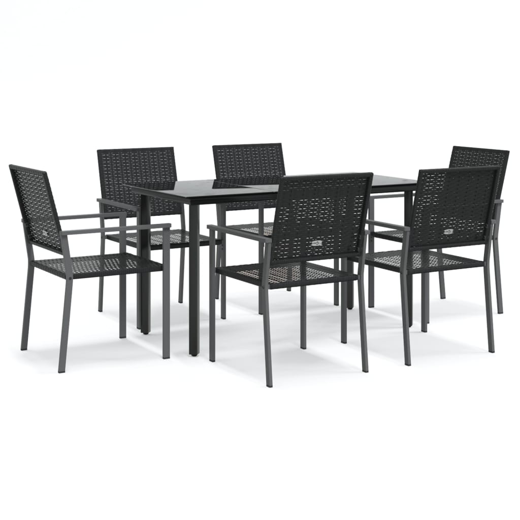 vidaXL 7-tlg. Garten-Essgruppe Poly Rattan und Stahl
